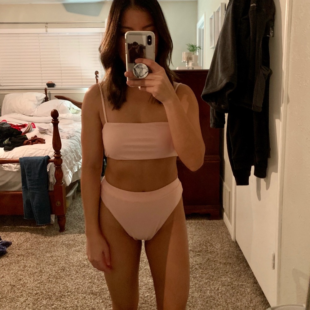 Pink high waisted bikini
